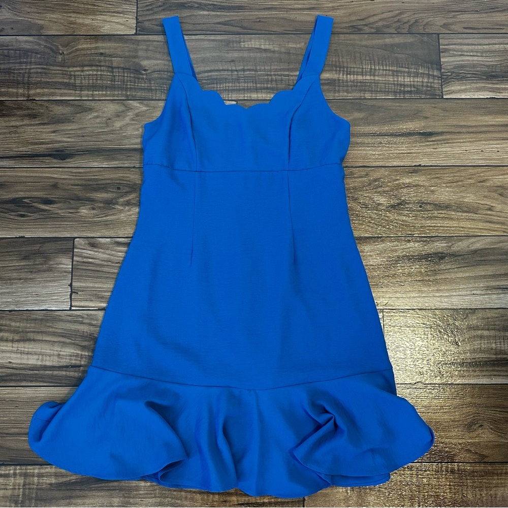 Altar'd State Royal Blue Scallop-Trim Mini Dress